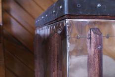 Aluminium Cube Table Vintage Airplane Style With Re-Purposed Pallet Wood Top 5 small