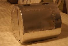 Cigar Humidor, Vintage Airplane Style, Aluminum Clad Cedar, With Hygrometer. Brass Plated Fasteners. 1 small