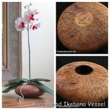 Handmade Home Decor Ikebana Beechwood Flower Vessel With White Silk Orchid 1 small