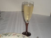Wedding Bride And Groom Toasting  Flutes - Walnut Stems 3 small