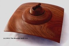 Black Walnut Square Winged Bowl And Oil Lamp 1 small