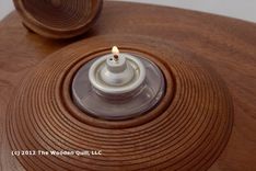 Black Walnut Square Winged Bowl And Oil Lamp 2 small