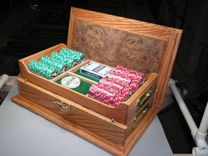 Custom Made To Order Poker Case - Coffee Bean And Elm Burl 4 small