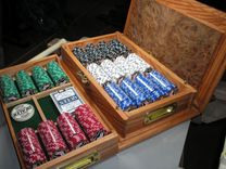 Custom Made To Order Poker Case - Coffee Bean And Elm Burl 2 small