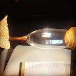 Wedding Bride And Groom Toasting  Flutes - Turned Wood Stems 4 small