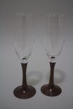 Wedding Bride And Groom Toasting  Flutes - Turned Wood Stems 5 small