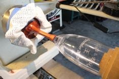 Wedding Bride And Groom Toasting  Flutes - Turned Wood Stems 6 small