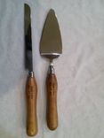 Wedding Cake Serving Set - Engraved Wood Handles 2 small