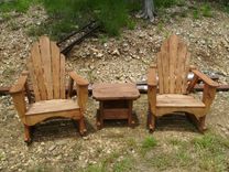 Adirondack Rocking Chairs W/Table, Cedar Or Stained Pine 1 small