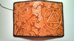 Dual Hand Carved Leather Cover For Pocket Size Alchoholics Anonymous And Twelve And Twelve 3 small
