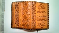 Hand Tooled Leather Cover For Standard Sized Alcoholics Anonymous Big Book 5 small