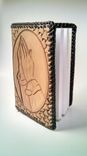 Hand Carved Praying Hands And Serenity Prayer Pocket Size Big Book Cover 4 small