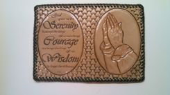 Hand Carved Praying Hands And Serenity Prayer Pocket Size Big Book Cover 6 small