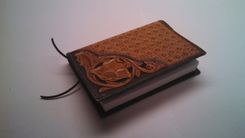Hand Carved Leather Pocket Sized Big Book Cover 1 small