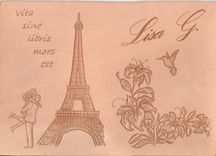 Leather Travel Journal With Eiffel Tower And Lilies 5 small