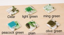 Skyblue With Green Fractures And Streamers Stacked Ivory Fused Glass Cabinet Pull 4 small