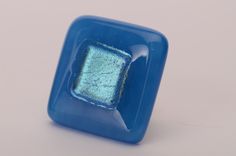 Egyptian Blue And Silver Dichroic Glass Knob 1 small