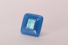 Egyptian Blue And Silver Dichroic Glass Knob 2 small
