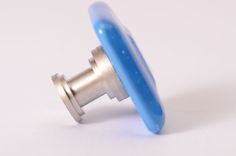 Egyptian Blue And Silver Dichroic Glass Knob 3 small