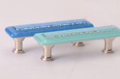 Egyptian Blue And Silver Dichroic Glass Knob 4 small