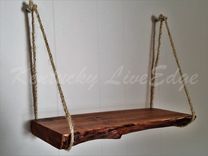 Hanging Shelf- Natural Wood- Live Edge Shelf- Big Leaf Maple- Solid Wood- Shelving- Rustic- Modern 3 small