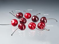 One Realistic Glass Bing Cherry Sculpture, Hand Blown and Life-Sized 5 small