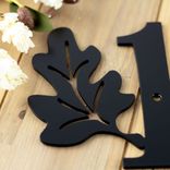 Outdoor Personalized Metal House Number Sign with Autumn Oak Leaves 2 small
