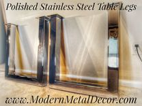Slab Edge Table Top Custom Chrome / Stainless Steel Table Legs / Slab Edge Table Top Supports 1 small