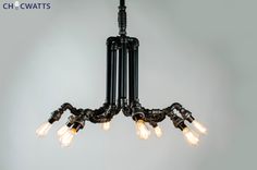 Industrial Lighting Chandelier- 8 Drop 3 small