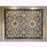 Stoneware Tile Backsplash With Blue & Gold Centerpiece 1 small