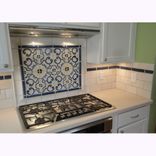 Stoneware Tile Backsplash With Blue & Gold Centerpiece 2 small