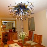 Hand Blown Glass Chandelier Lighting Amber - Blue - White 5 small