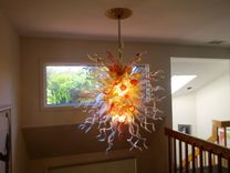 Hand Blown Glass Chandelier Lighting Amber - Clear - Pomegranate 2 small