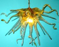 Hand Blown Glass Chandelier Lighting Amber & Teal 2 small