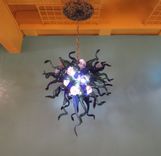 Hand Blown Glass Chandelier - Cobalt Teal Purple - Lighting - Chandelier - Art Glass Lighting 1 small