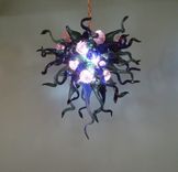 Hand Blown Glass Chandelier - Cobalt Teal Purple - Lighting - Chandelier - Art Glass Lighting 3 small