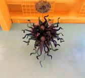 Hand Blown Glass Chandelier - Cobalt Teal Purple - Lighting - Chandelier - Art Glass Lighting 4 small