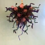 Hand Blown Glass Chandelier - Cobalt Teal Purple - Lighting - Chandelier - Art Glass Lighting 6 small