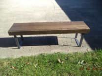 Bench, Coffee Table, Wooden Bench, Furniture, Handmade. Salvaged, Steel Legs, Industrial Look, 1 small