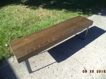 Bench, Coffee Table, Wooden Bench, Furniture, Handmade. Salvaged, Steel Legs, Industrial Look, 2 small