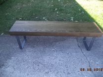 Bench, Coffee Table, Wooden Bench, Furniture, Handmade. Salvaged, Steel Legs, Industrial Look, 3 small