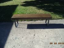 4' Wooden Bench With Steel Legs In A Farmhouse Style 4 small