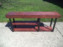 Bench, Farmhouse Style Bench With 3 Legs And 3 Shelves 3 small