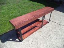 Bench, Farmhouse Style Bench With 3 Legs And 3 Shelves 4 small