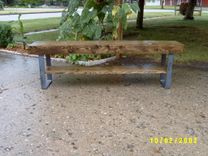 Farmhouse Bench With Steel Legs And A Shelve 4', Coffee Table, Entry Bench 1 small