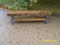 Farmhouse Bench With Steel Legs And A Shelve 4', Coffee Table, Entry Bench 3 small