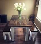 Farmhouse Dining Table - Handcrafted Rustic Solid Wood Kitchen Table 1 small