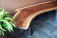 Custom Black Walnut Slab Bench Or Coffee Table With Live Edge 2 small