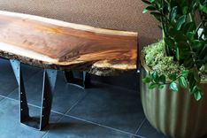 Custom Black Walnut Slab Bench Or Coffee Table With Live Edge 3 small