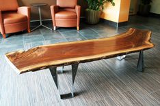 Custom Black Walnut Slab Bench Or Coffee Table With Live Edge 6 small